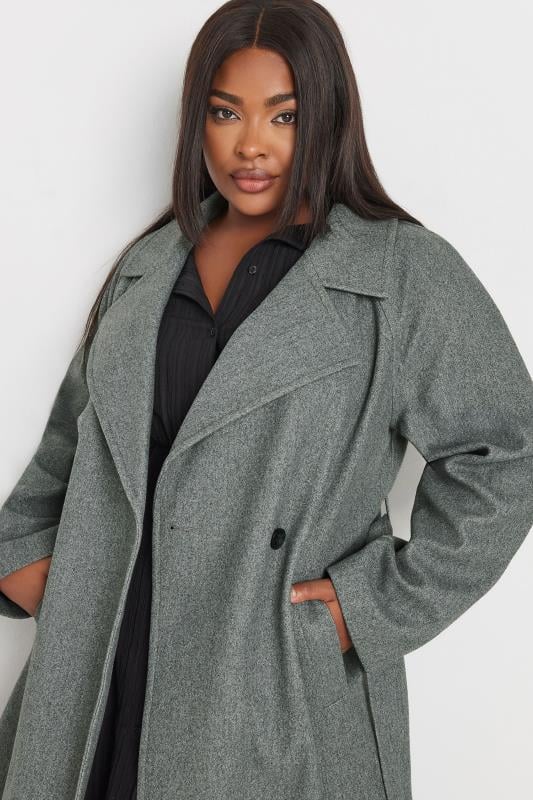 Grey wrap coat womens hotsell