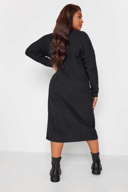 YOURS Plus Size Black Ribbed Midi Dress | Yours Clothing 4