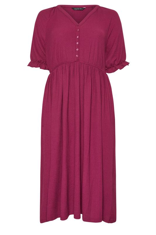 LIMITED COLLECTION Plus Size Wine Red Textured Midaxi Dress | Yours Clothing  5
