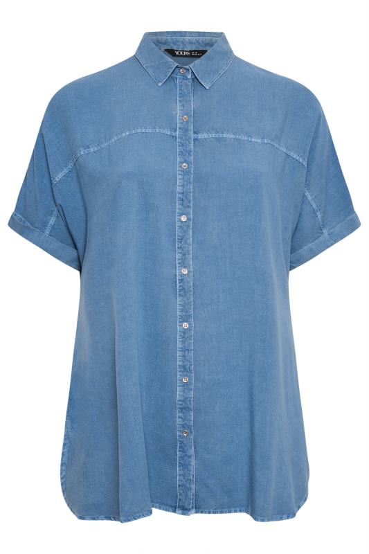 YOURS Plus Size Blue Chambray Shirt | Yours Clothing 5