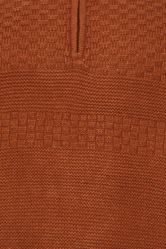 D555 Big & Tall Rust Orange Quarter Zip Knit Jumper | BadRhino 2