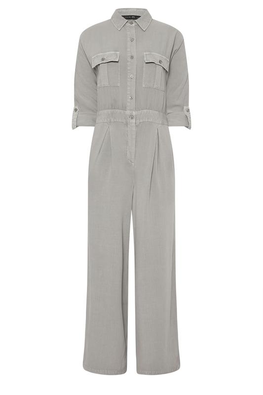 PixieGirl Petite Women's Light Grey Acid Wash Wide Leg Jumpsuit | PixieGirl 5
