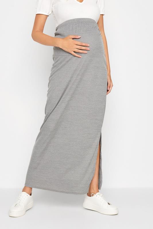 Tall  LTS Tall Maternity Grey Ribbed Maxi Skirt
