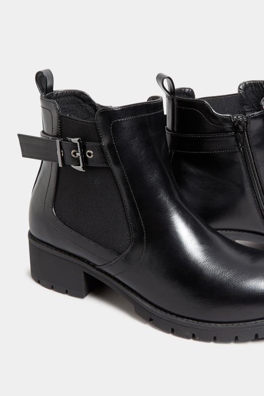 Black Buckle Ankle Boots In Wide E Fit & Extra Wide EEE Fit | Yours Clothing 5