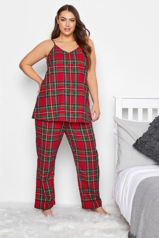 LIMITED COLLECTION Curve Red Tartan Check Pyjama Top 2