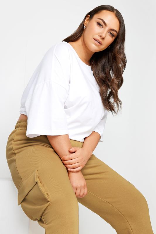 YOURS Plus Size Beige Brown Cargo Joggers | Yours Clothing 4