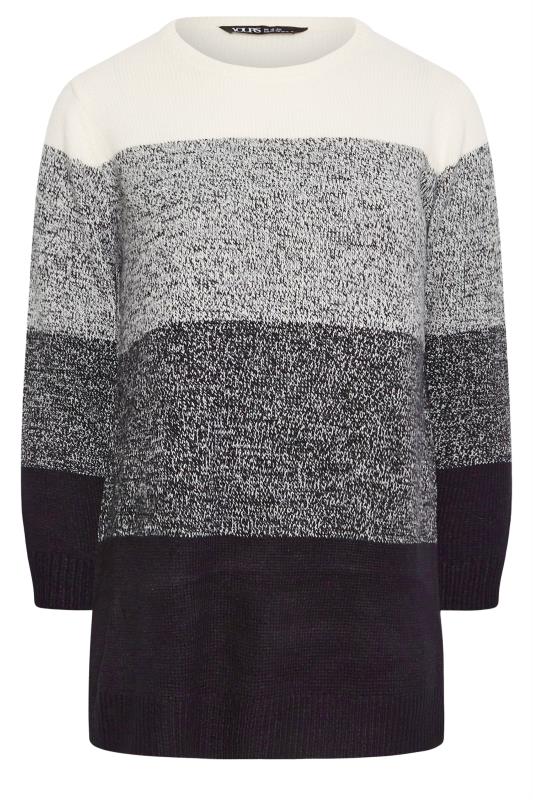 YOURS Plus Size Grey Colourblock Stripe Knitted Jumper | Yours Clothing 6