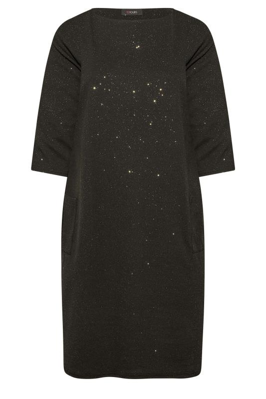 Plus Size Black & Gold Glitter Tunic Dress | Yours Clothing