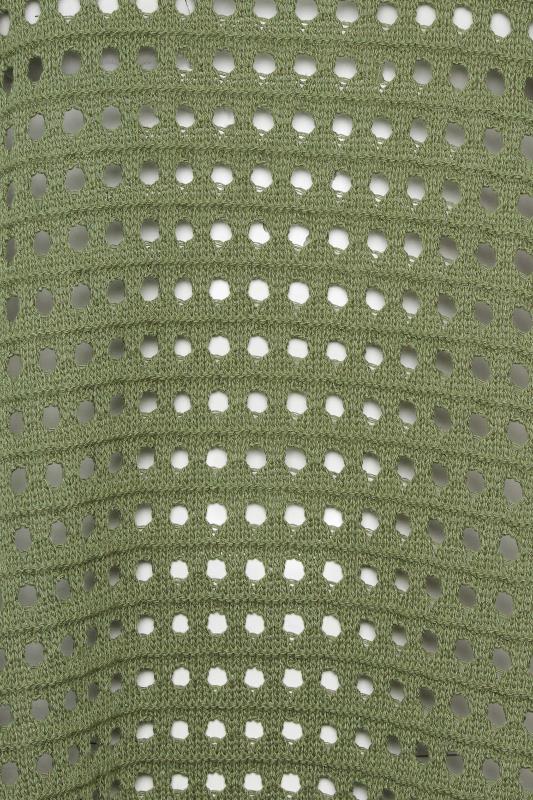 YOURS Plus Size Khaki Green Side Split Crochet Jumper | Yours Clothing 5
