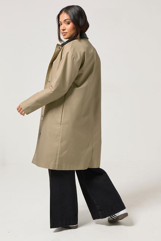 PixieGirl Petite Women's Stone Brown Contrast Collar Car Coat | PixieGirl 2
