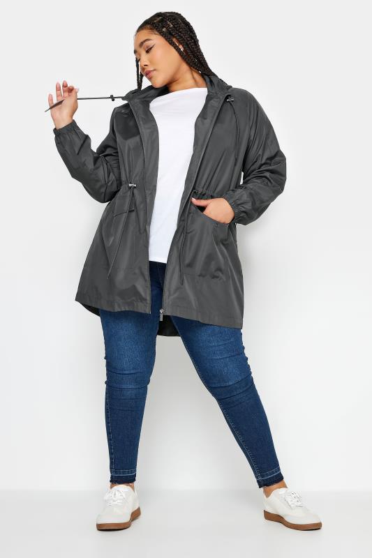 YOURS Plus Size Dark Grey Lightweight Parka Jacket | Yours Clothing 2