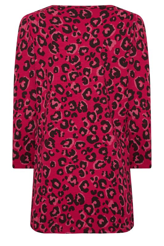 LTS Tall Women's Pink Leopard Print Henley Top | Long Tall Sally 7