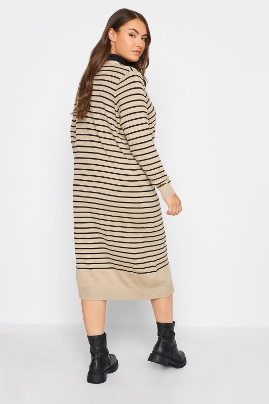 YOURS Plus Size Beige Brown Stripe Print Maxi Cardigan | Yours Clothing 5