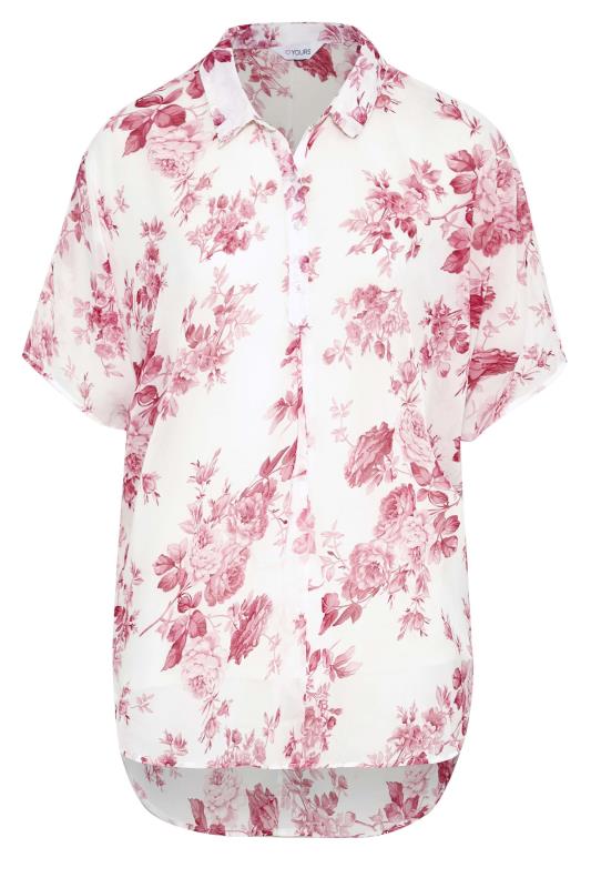 Plus Size  Curve Pink Floral Print Batwing Shirt