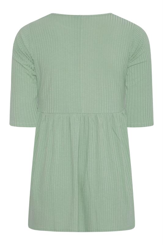 LIMITED COLLECTION Curve Sage Green Ribbed Smock Top 6
