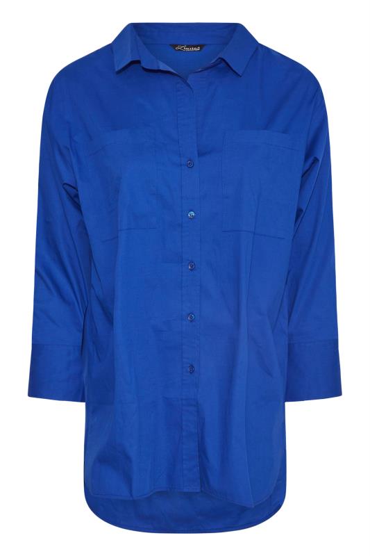 LIMITED COLLECTION Plus Size Cobalt Blue Oversized Boyfriend Shirt | Yours Clothing 7