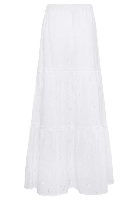 LTS Tall Women's White Broderie Anglaise Tiered Maxi Skirt | Long Tall Sally 5