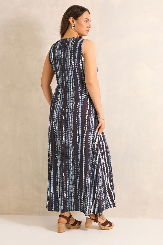 EVANS Plus Size Brown Abstract Print Knot Front Maxi Dress | Evans 2