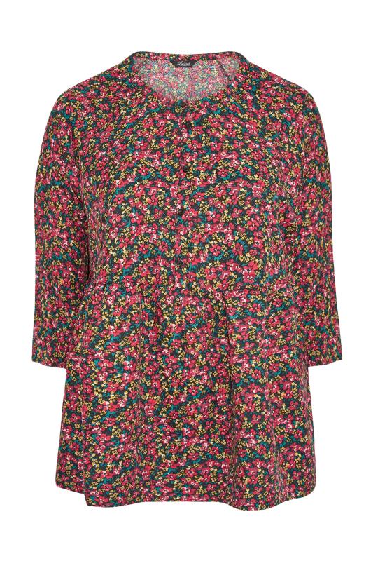 LIMITED COLLECTION Curve Black & Pink Floral Button Front Tunic 6