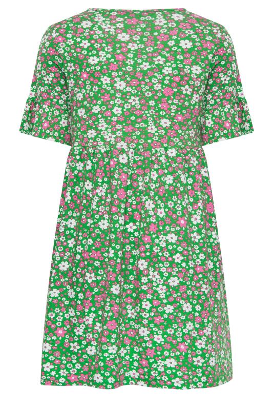 YOURS Curve Plus Size Green Floral Tunic Dress | Yours Clothing  7