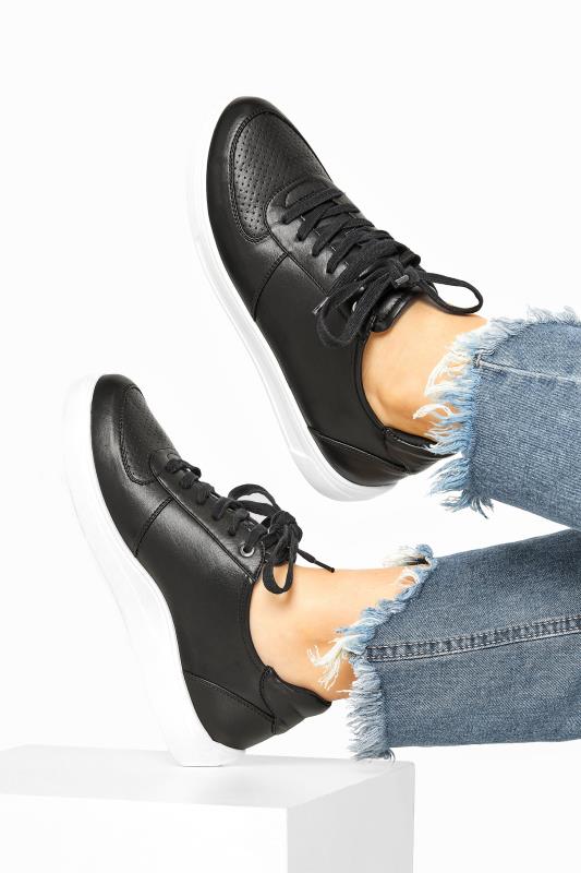 Black Vegan Leather Lace Up Trainers In Extra Wide Fit_M.jpg