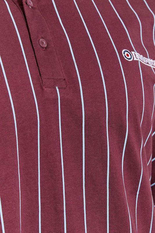 LAMBRETTA Big & Tall Burgundy Red Pinstripe Polo Shirt | BadRhino 2