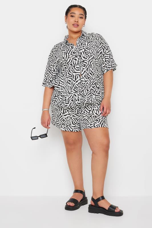 LIMITED COLLECTION Plus Size Black Zebra Print Crinkle Shirt | Yours Clothing 3