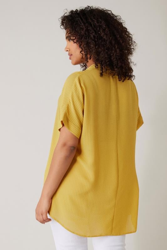 EVANS Plus Size Mustard Yellow Woven Check Blouse | Evans  3