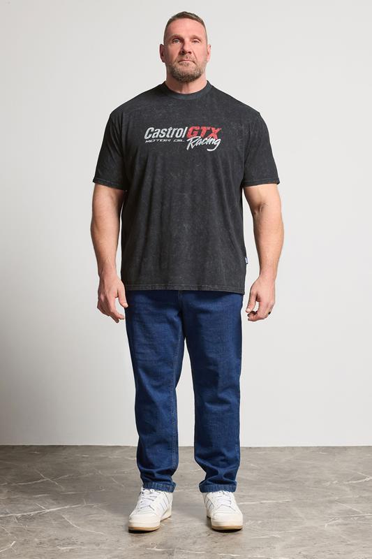 BadRhino Big & Tall Black Acid Wash 'Castrol' Graphic T-Shirt | BadRhino 1
