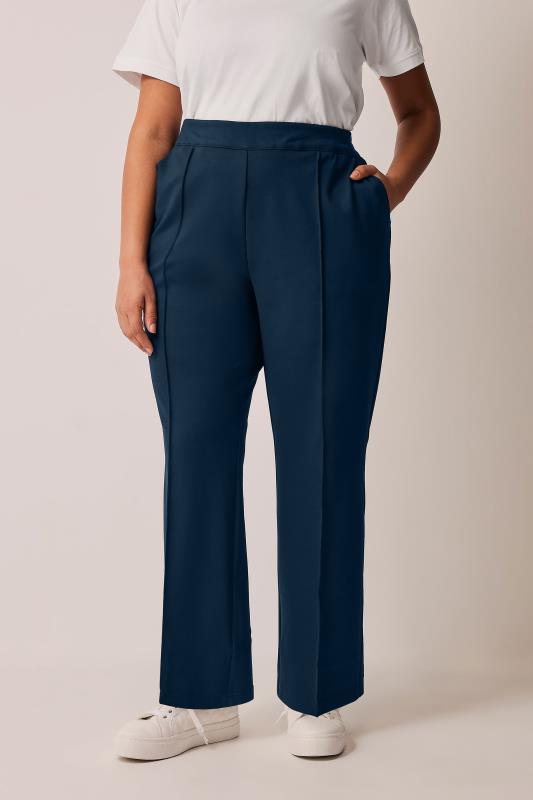  Grande Taille EVANS Curve Navy Blue Straight Leg Trousers