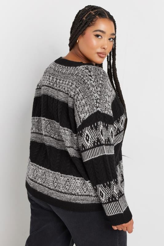 YOURS Plus Size Black Abstract Pattern Jumper | Yours Clothing 4