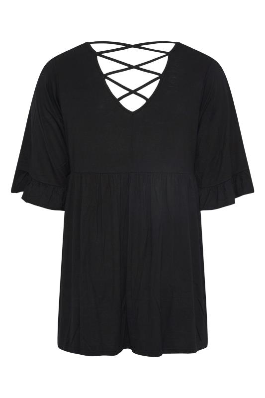 LIMITED COLLECTION Curve Black Cross Back Peplum Top 7