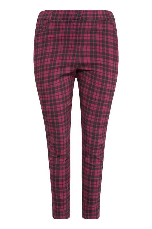 Curve Berry Red Bengaline Check Trousers 3