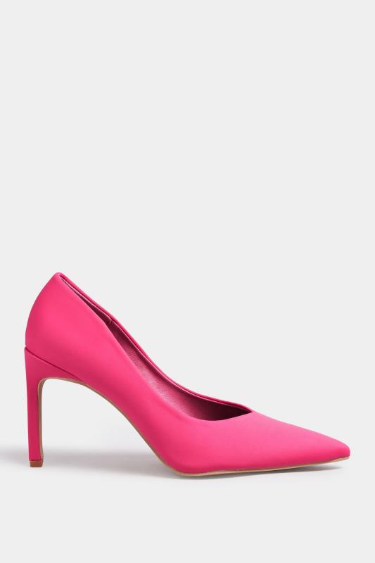 PixieGirl Hot Pink Heeled Court Shoes In Standard Fit | PixieGirl 3