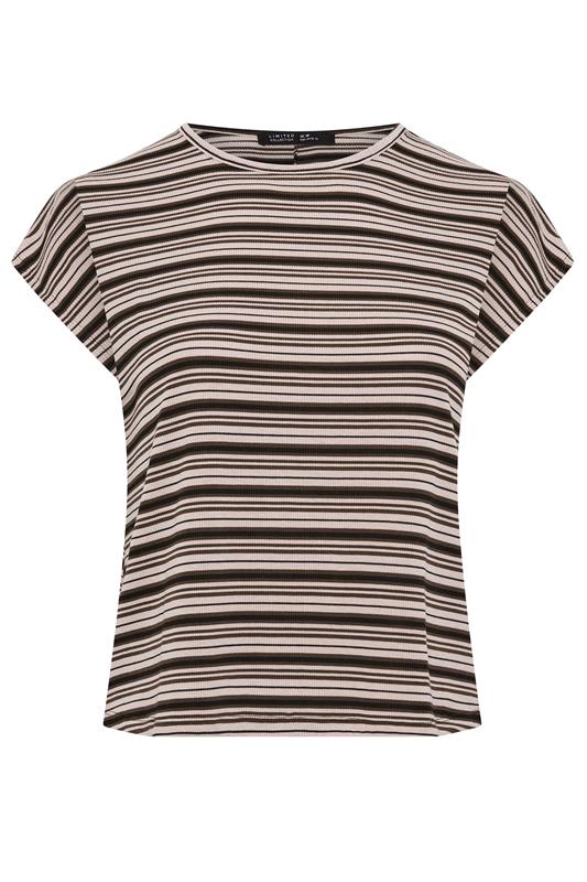 LIMITED COLLECTION Plus Size Brown Stripped Ribbed T-Shirt | Yours Clothing 5