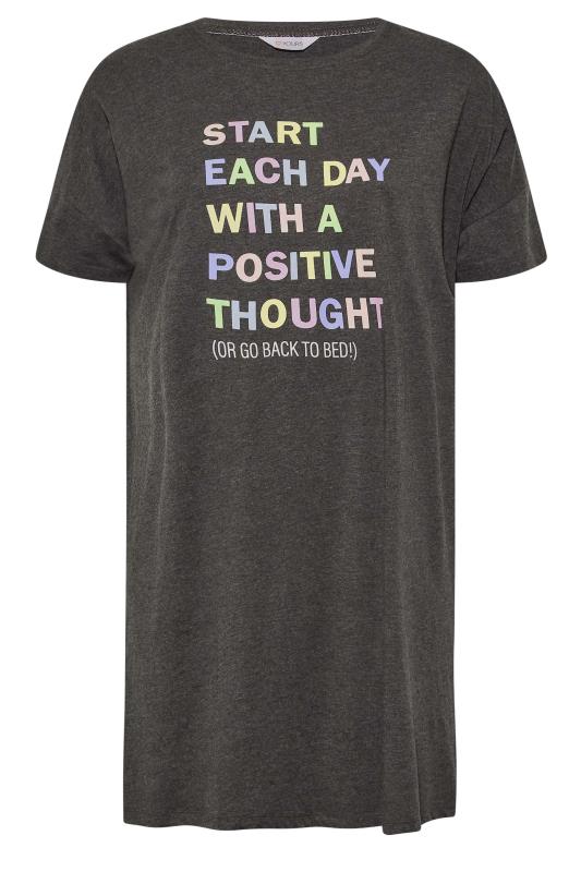 Curve Grey 'Start Each Day With A Positive Thought' Slogan Sleep Tee Nightdress | Yours Clothing 6