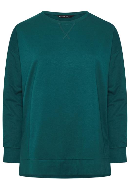 EVANS Plus Size Teal Green Luxe Sweatshirt | Evans 5