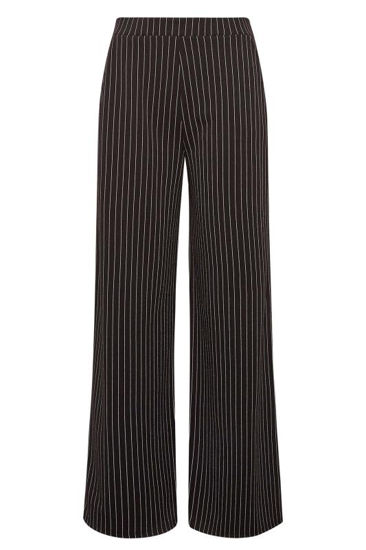 Petite Black Pinstripe Wide Leg Trousers | PixieGirl 4