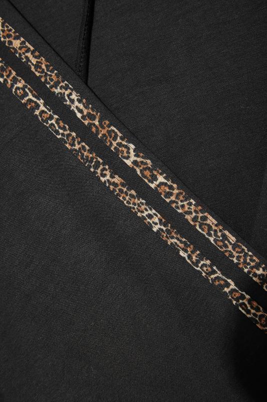 Plus Size Black Leopard Print Double Stripe Hoodie | Yours Clothing 5