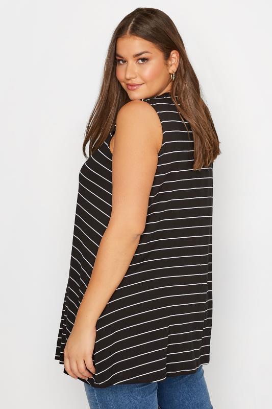 Plus Size Black Stripe Sleeveless Pleat Detail Vest Top | Yours Clothing  4
