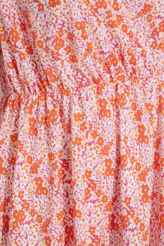 LIMITED COLLECTION Plus Size Orange Floral Tie Back Top | Yours Clothing 6