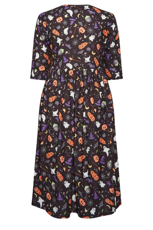 LIMITED COLLECTION Curve Black Halloween Print Smock Midaxi Dress 8