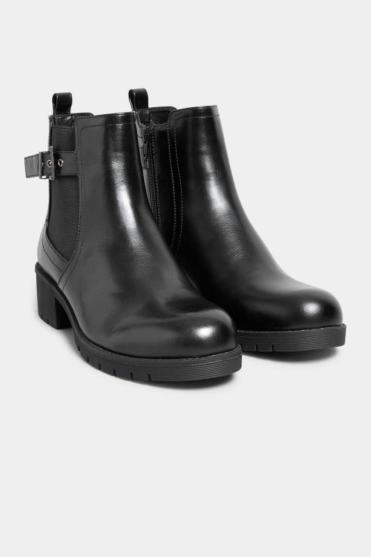LTS Black Buckle Ankle Boots In Standard D Fit | Long Tall Sally 2