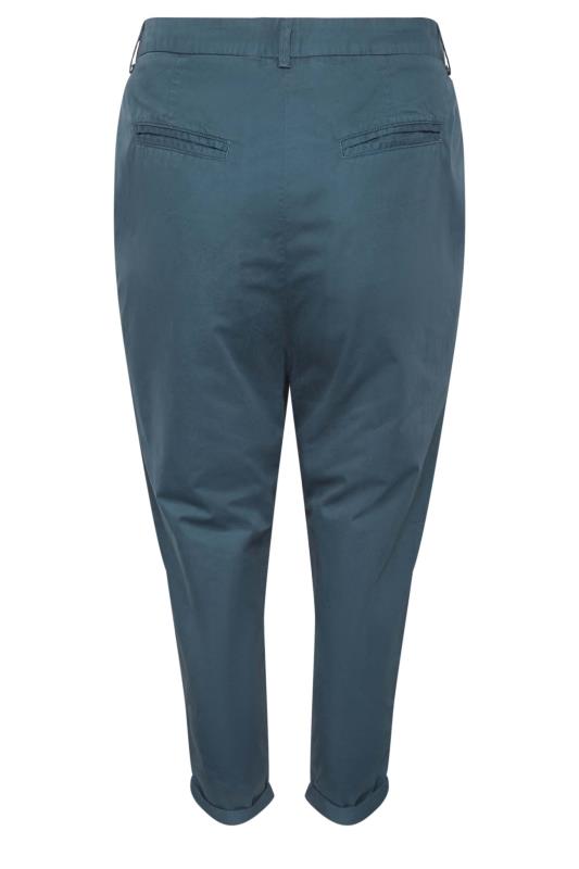 YOURS Curve Plus Size Dark Blue Straight Leg Chino Trousers | Yours Clothing  6