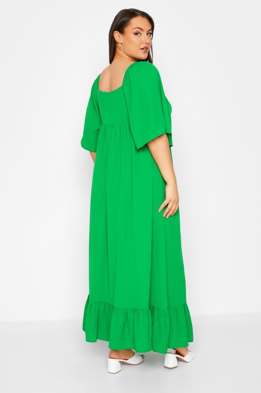 LIMITED COLLECTION Curve Green Ruched Angel Sleeve Dress_C.jpg