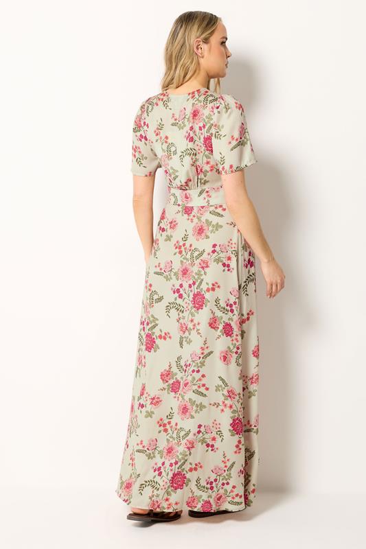 LTS Tall Women's Natural Brown Floral Satin Maxi Dress | Long Tall Sally 2