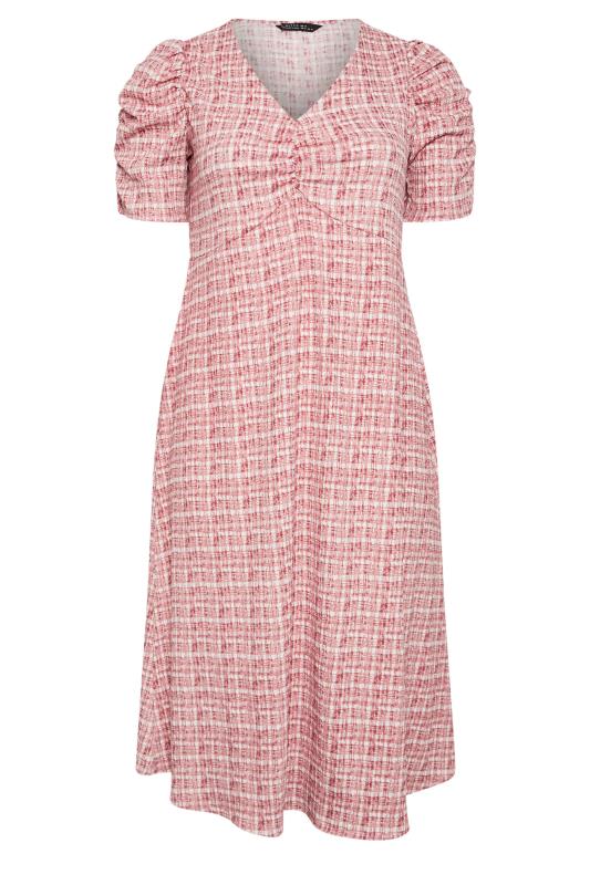 LIMITED COLLECTION Plus Size Pink Check Textured Milkmaid Dress | Yours Clothing  5
