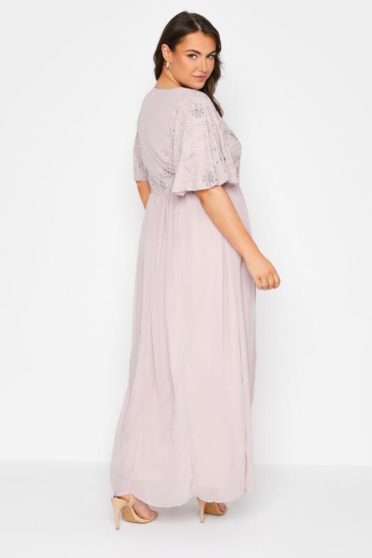 LUXE Curve Pink Floral Hand Embellished Maxi Dress 3