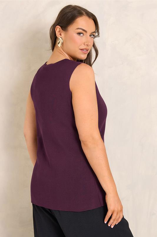 EVANS Plus Size Plum Purple Knitted Waistcoat | Evans 2