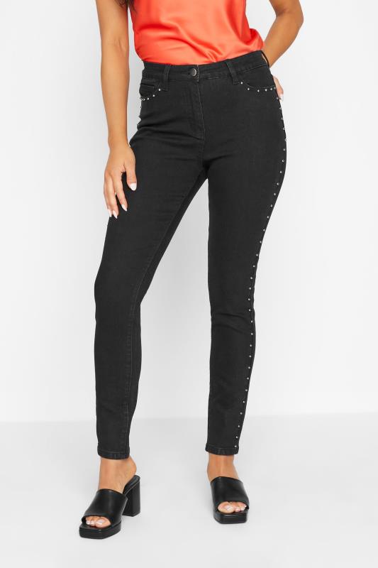 Petite Black Stud Skinny AVA Jeans | PixieGirl 1